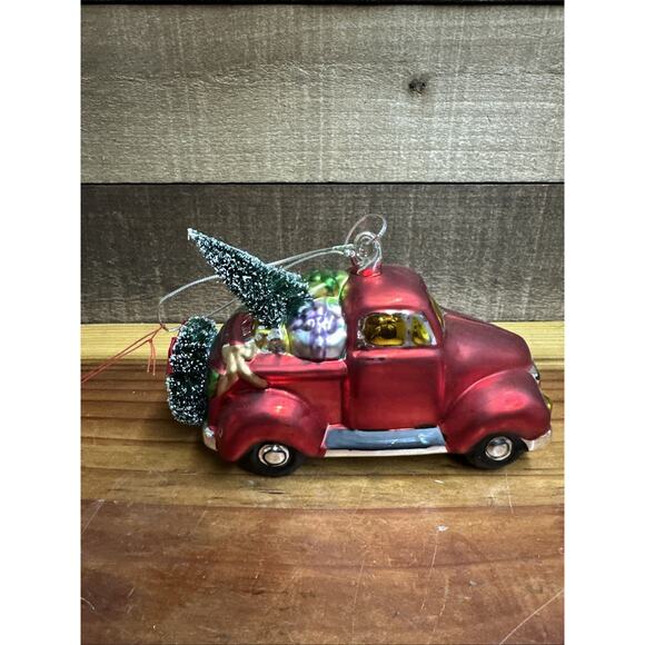 Dept 56 Mercury Glass Red Pick Up Truck Ornament In Box - Picture 1 of 5